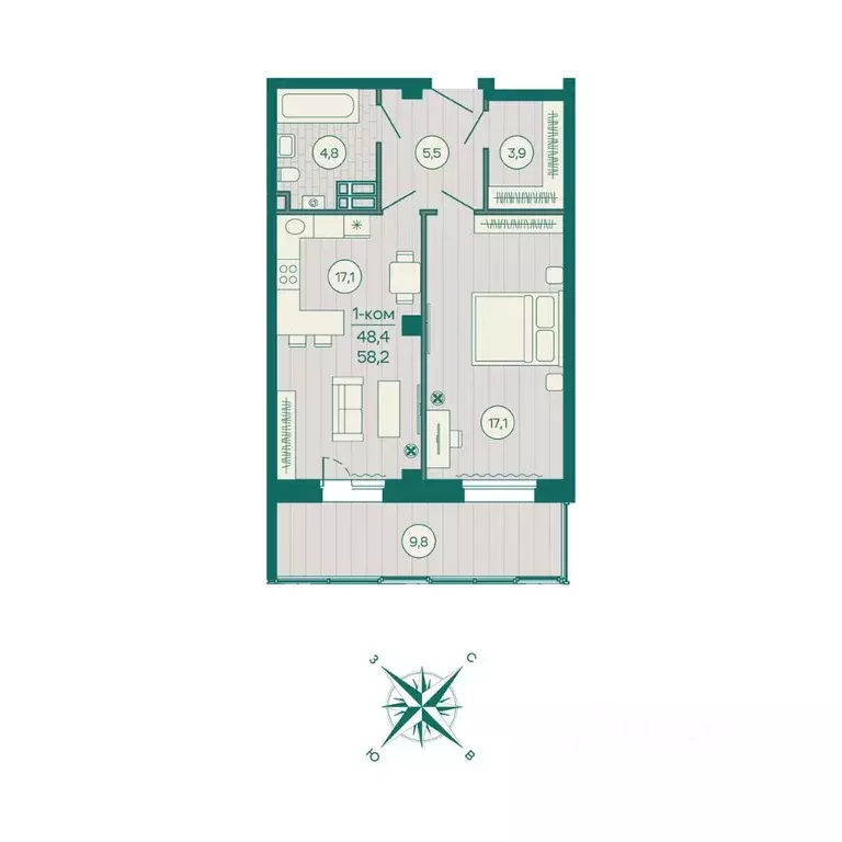 1-к кв. Приморский край, Владивосток Русская ул., 5А (58.2 м) - Фото 0
