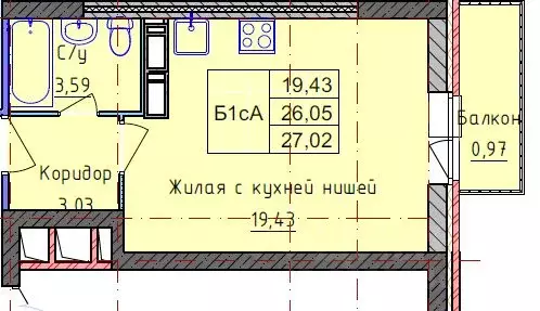 1-к кв. Ярославская область, Ярославль ул. Пашуковская, 9к2 (27.0 м) - Фото 2