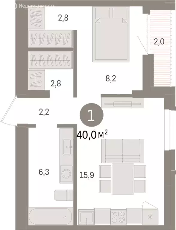 1-комнатная квартира: Новосибирск, улица Аэропорт (40.03 м) - Фото 1