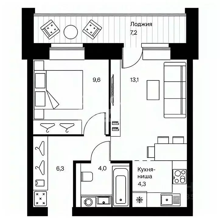 2-к кв. Коми, Сыктывкар Петрозаводская ул., 43 (38.0 м) - Фото 0
