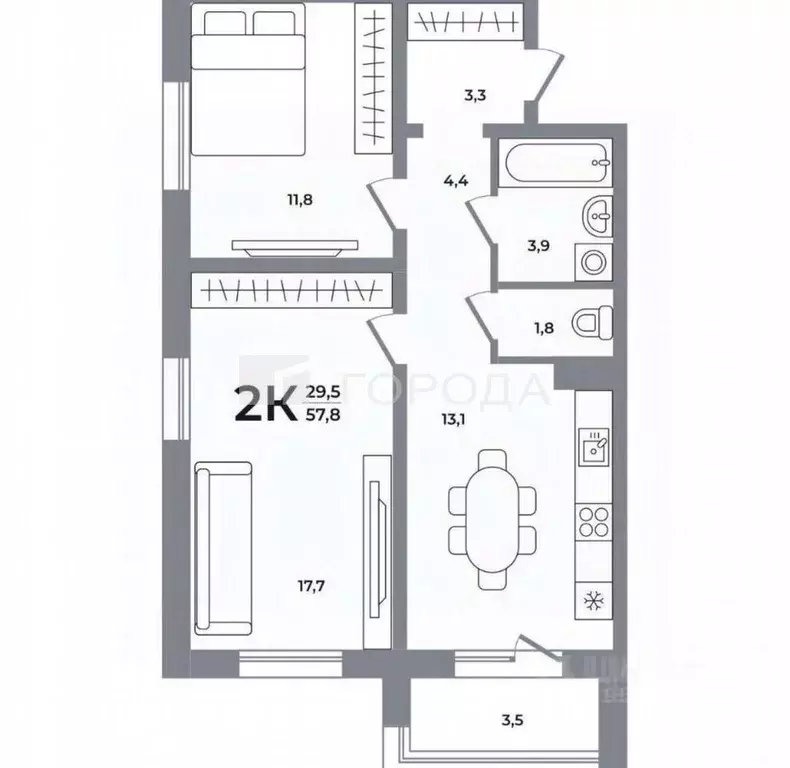 2-к кв. Новосибирская область, Новосибирск ул. Сибиряков-Гвардейцев, ... - Фото 2