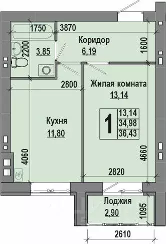 1-к кв. Волгоградская область, Волгоград Долина-2 жилрайон,  (36.43 м) - Фото 0