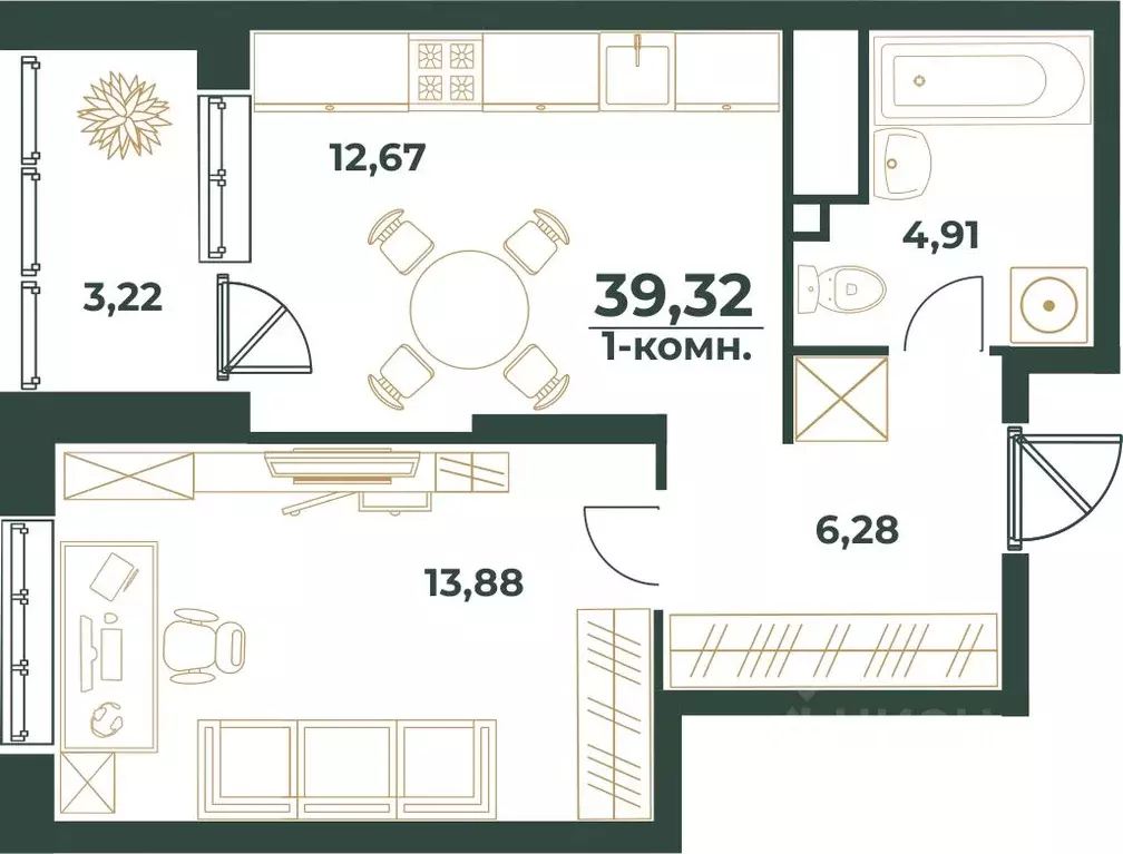 1-к кв. Башкортостан, Уфа ул. Ивана Спатара, 14 (39.32 м) - Фото 1