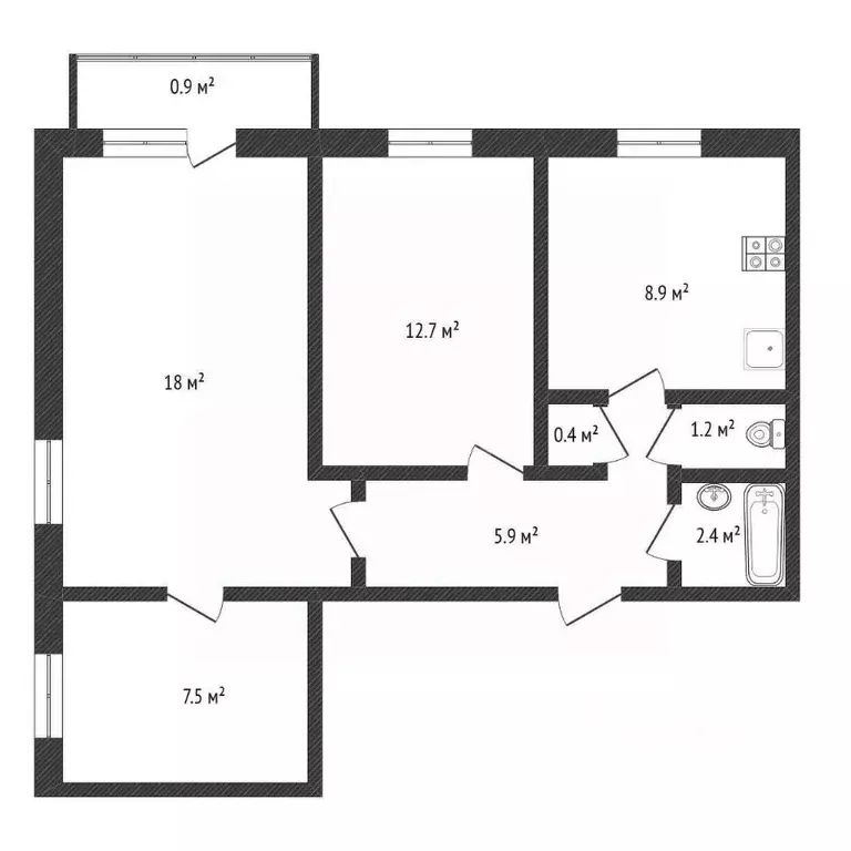3-к кв. Нижегородская область, Нижний Новгород ул. Шаляпина, 20 (57.1 ... - Фото 2
