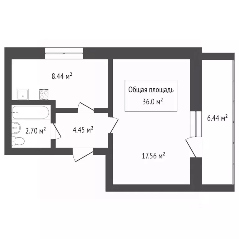1-к кв. Новосибирская область, Новосибирск ул. Петухова, 6/4 (36.0 м) - Фото 1