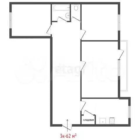 3-к. квартира, 63 м, 7/10 эт. - Фото 0