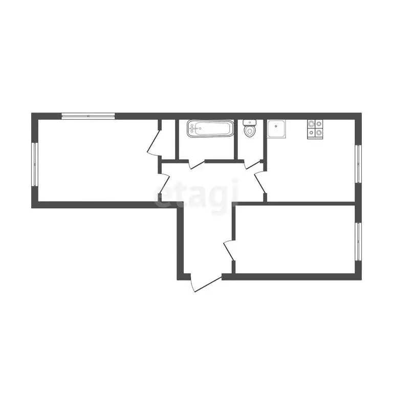 2-комнатная квартира: Ангарск, 51-й квартал, 25 (56 м) - Фото 0