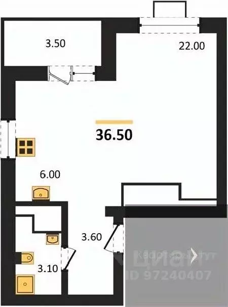 Студия Воронежская область, Воронеж Ключи мкр, Ключи-клаб жилой ... - Фото 1
