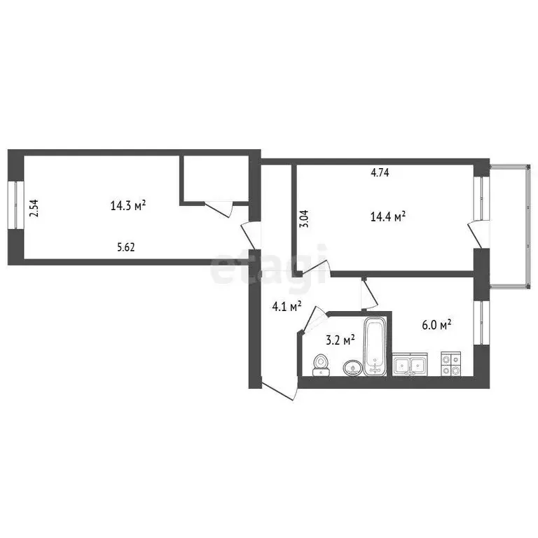 2-комнатная квартира: Ярославль, Спартаковская улица, 29 (44.2 м) - Фото 0