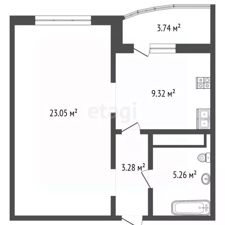 1-к кв. Тюменская область, Тюменский муниципальный округ, д. Патрушева ... - Фото 2