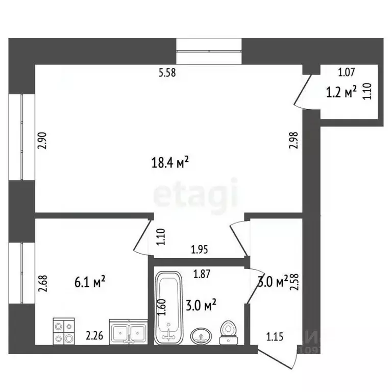 1-к кв. Башкортостан, Стерлитамак ул. Цюрупы, 7 (31.7 м) - Фото 1