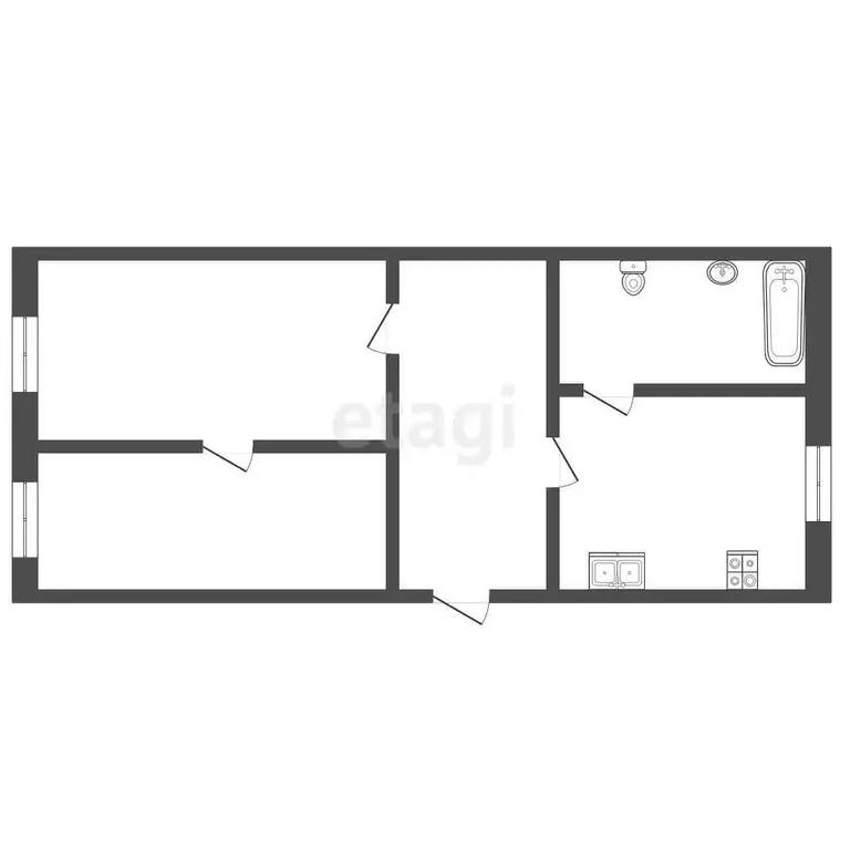 Квартира, 2 комнаты, 45.8 м - Фото 0