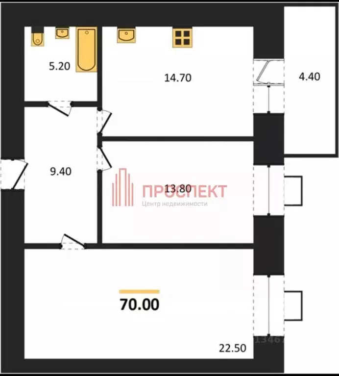 2-к кв. Пензенская область, Пенза ул. Щербакова, 69 (70.0 м) - Фото 1