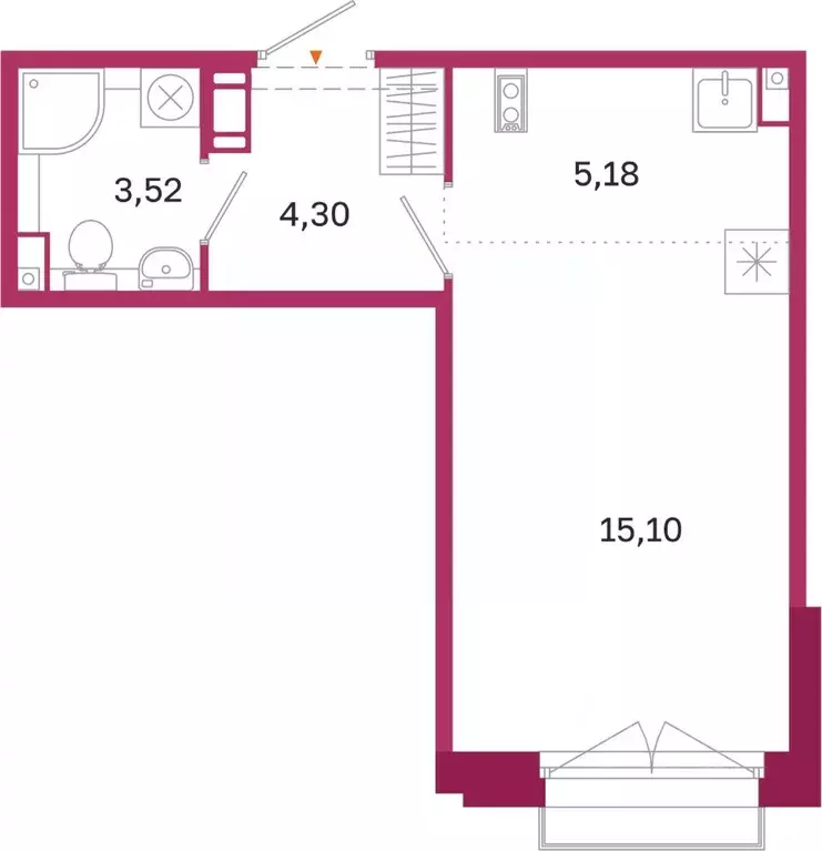 Студия Санкт-Петербург Курская ул., 27 (28.1 м) - Фото 0