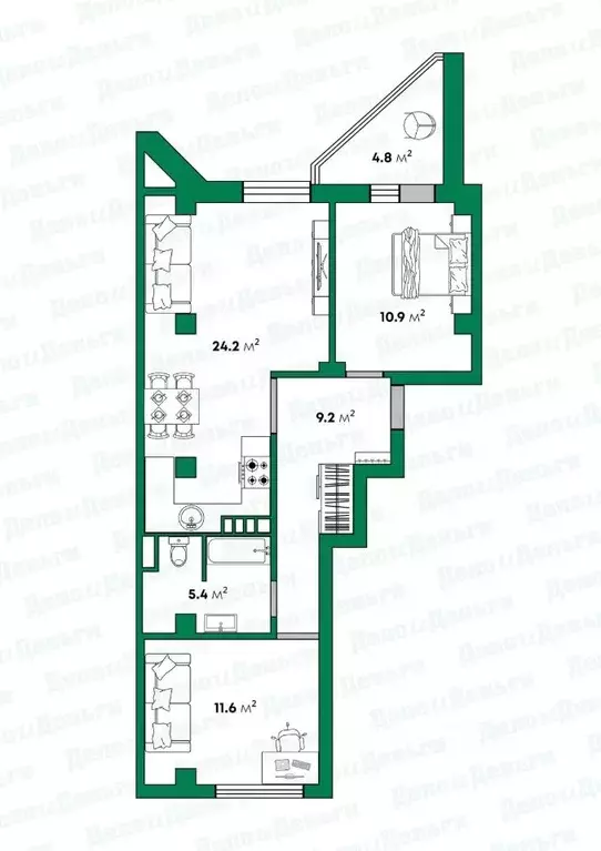 3-к кв. Кировская область, Киров ул. Калинина, 40 (61.3 м) - Фото 0