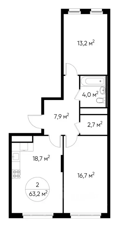 2-к кв. Москва Переделкино Ближнее мкр, 13-й кв-л,  (63.2 м) - Фото 0