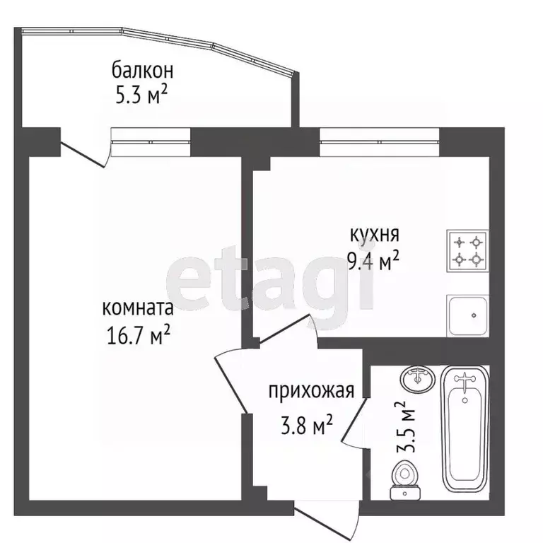 1-к кв. Красноярский край, Красноярск ул. Карамзина, 16 (36.0 м) - Фото 2