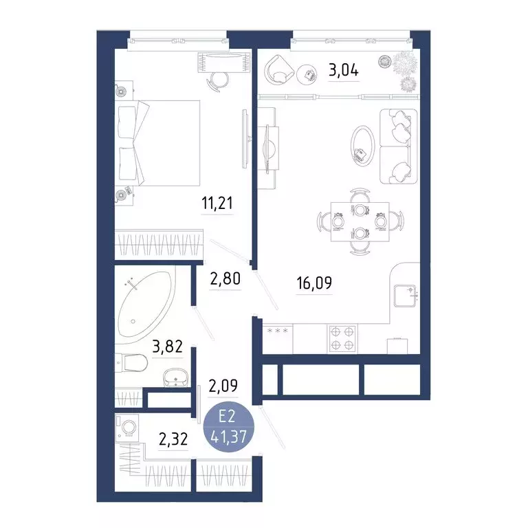 1-комнатная квартира: Дядьково, 2-й Бульварный проезд, 8 (41.37 м) - Фото 2