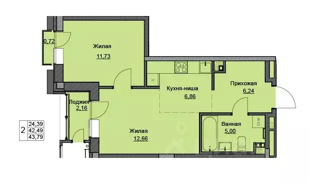 1-к кв. Удмуртия, Ижевск ул. Чехова, 46 (43.79 м) - Фото 0