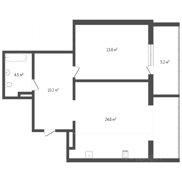 1-к кв. Тюменская область, Тюмень ул. Николая Зелинского, 5к1 (47.5 м) - Фото 2