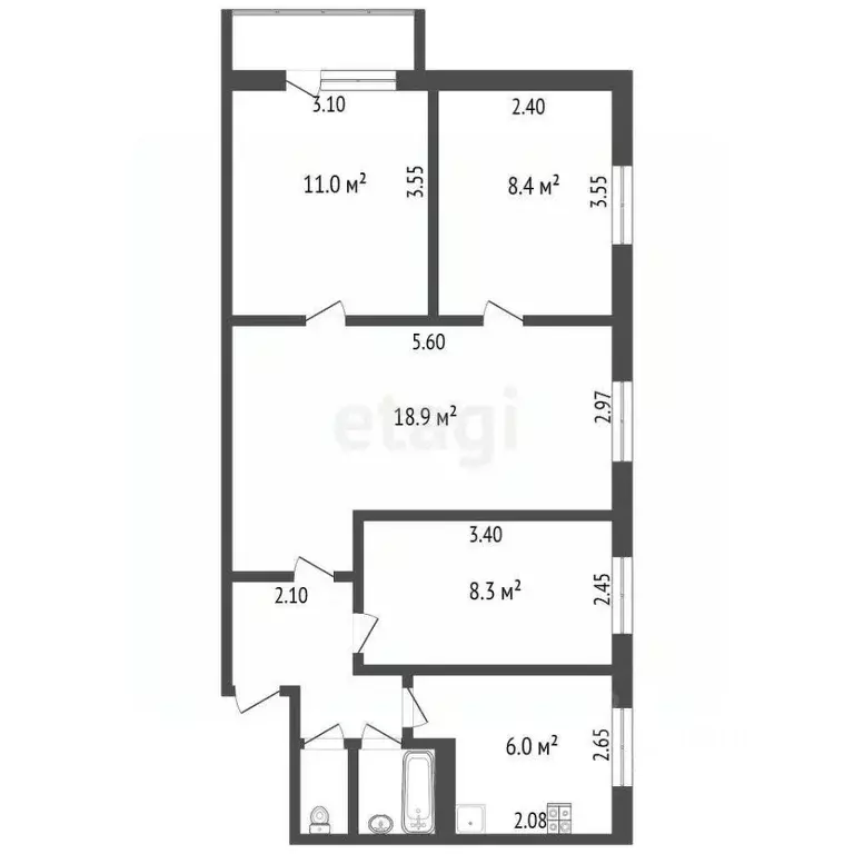 4-к кв. Нижегородская область, Выкса ул. Островского, 73 (61.0 м) - Фото 1