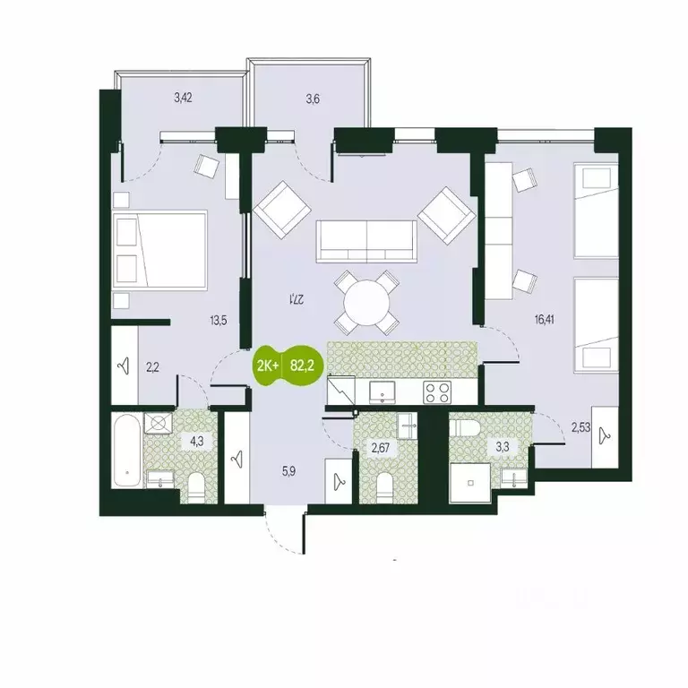 3-к кв. Забайкальский край, Чита Каштакский мкр,  (85.17 м) - Фото 1