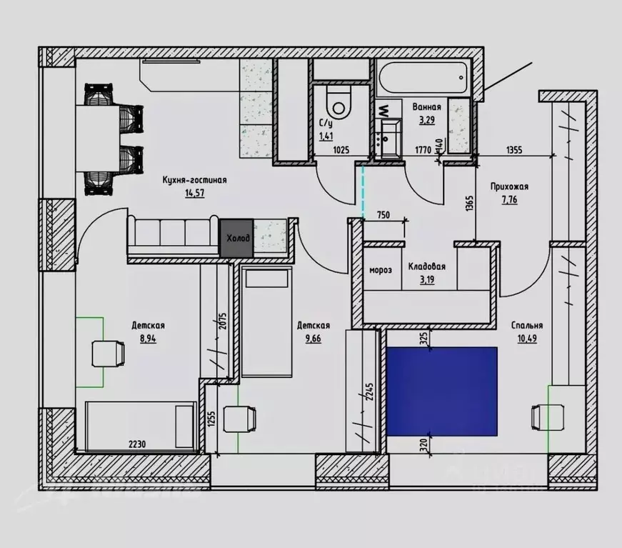 3-к кв. Московская область, Долгопрудный Парковая ул., 46 (60.0 м) - Фото 2