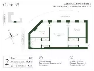 2-к кв. Санкт-Петербург ул. Марата, 26/11 (78.5 м) - Фото 2