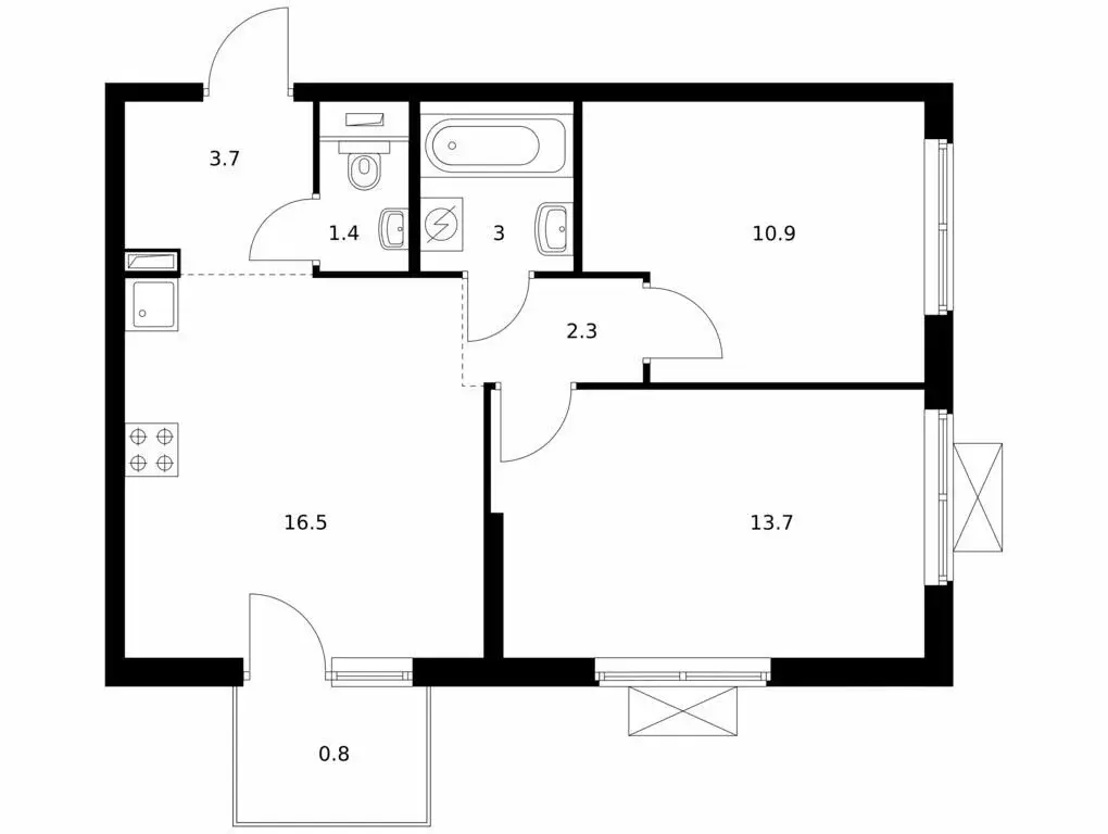 2-комнатная квартира: Владивосток, улица Борисенко, 48к1 (52.3 м) - Фото 0