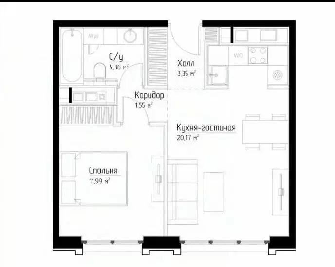 1-комнатная квартира: Москва, Дубининская улица, вл59к2 (41.5 м) - Фото 0