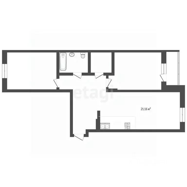 2-к кв. Тюменская область, Тюмень ул. Николая Глебова, 3 (68.8 м) - Фото 2