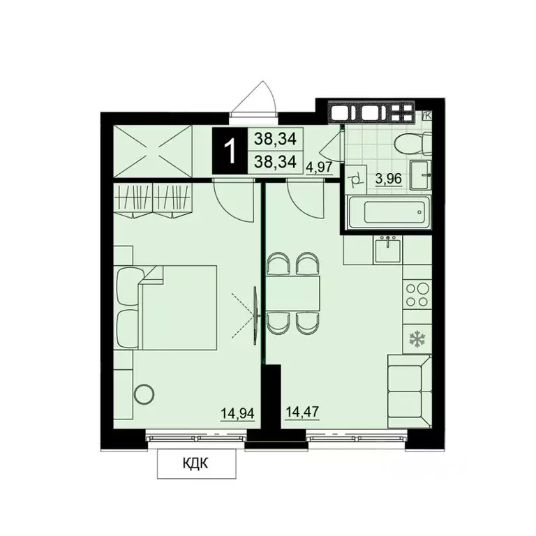 1-к кв. Самарская область, Самара АмГрад жилой комплекс (38.34 м) - Фото 1