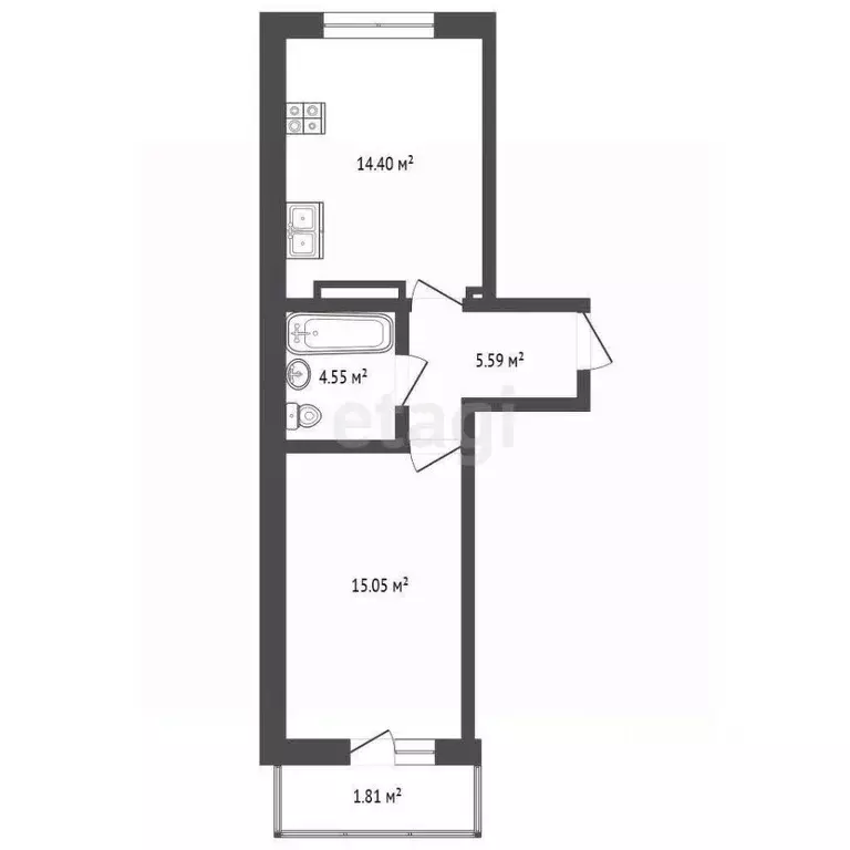 1-к кв. Ярославская область, Ярославль 2-й мкр,  (41.41 м) - Фото 0