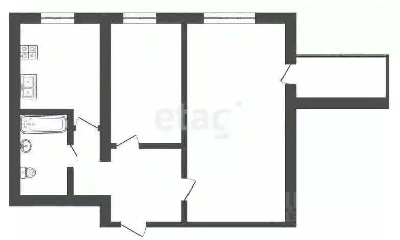 2-к кв. Хабаровский край, Комсомольск-на-Амуре Октябрьский просп., 34 ... - Фото 2