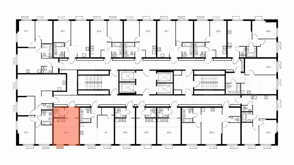 Квартира-студия, 25,4 м, 22/33 эт. - Фото 1