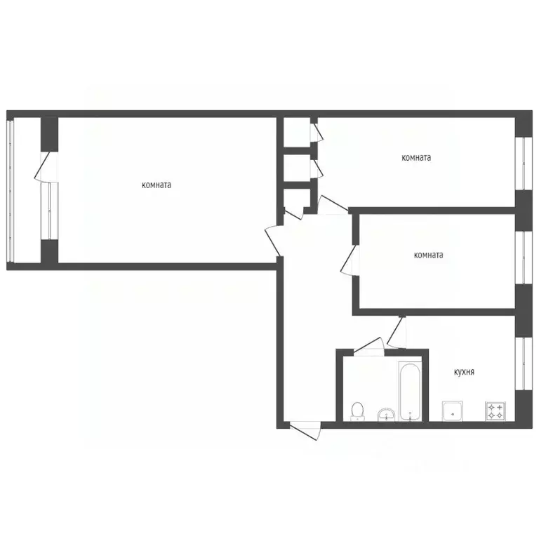 3-к кв. Курганская область, Курган Станционная ул., 52 (61.5 м) - Фото 2