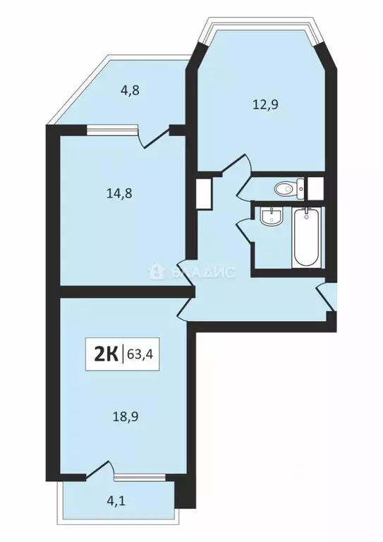 2-к кв. Московская область, Балашиха ул. Твардовского, 12 (58.6 м) - Фото 2