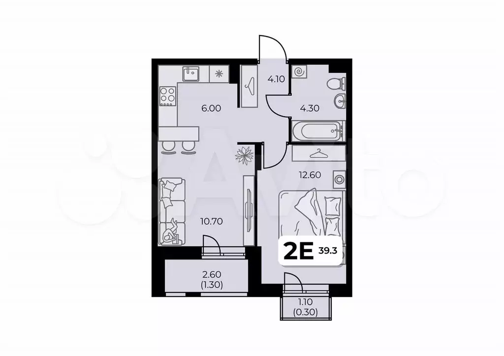 2-к. квартира, 39,3 м, 2/8 эт. - Фото 0