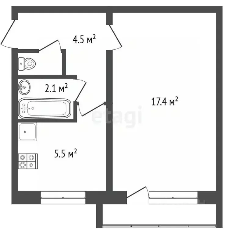 1-к кв. Москва Туристская ул., 25К2С1 (30.0 м) - Фото 2