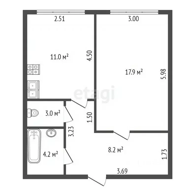 1-к кв. Санкт-Петербург Мебельная ул., 21к2 (41.7 м) - Фото 2
