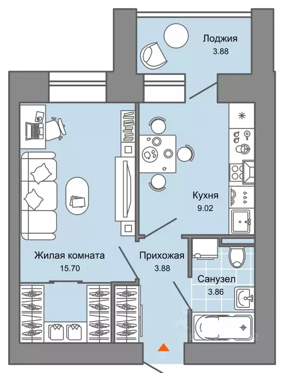 1-к кв. Кировская область, Киров Знак жилой комплекс (34.0 м) - Фото 0