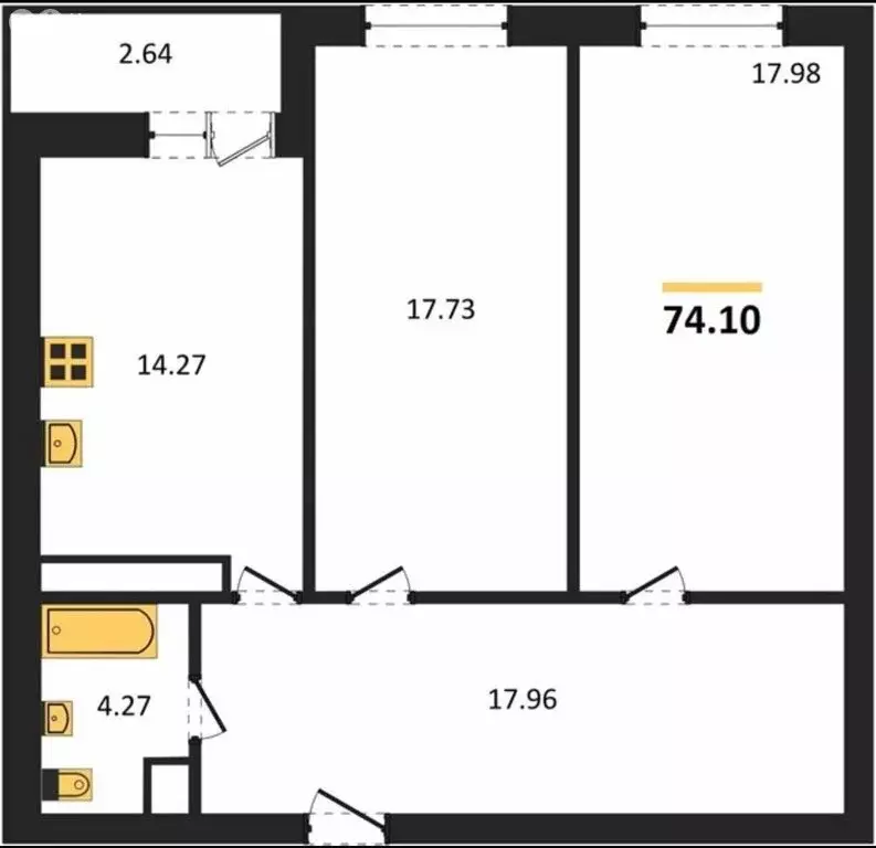 2-комнатная квартира: Самара, Московское шоссе, 9 (74.1 м) - Фото 2
