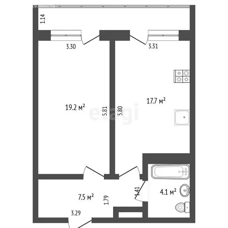 1-комнатная квартира: Тюмень, улица Николая Зелинского, 17 (48.6 м) - Фото 0