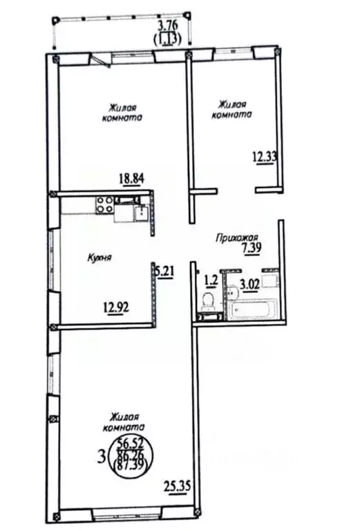 3-к кв. Новосибирская область, Новосибирск ул. Плющихинская, 1 (87.39 ... - Фото 2