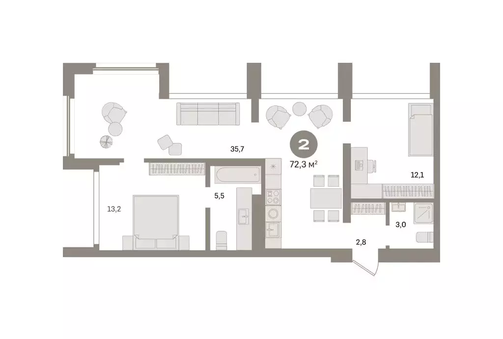 2-комнатная квартира: Екатеринбург, улица Советских Женщин (72.3 м) - Фото 2