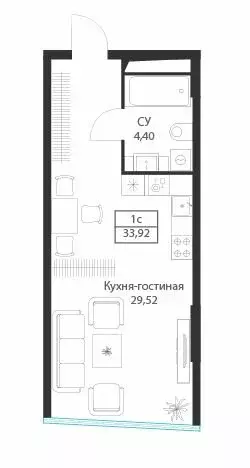 Квартира-студия: Москва, улица Академика Ильюшина, 21с5 (33.92 м) - Фото 0