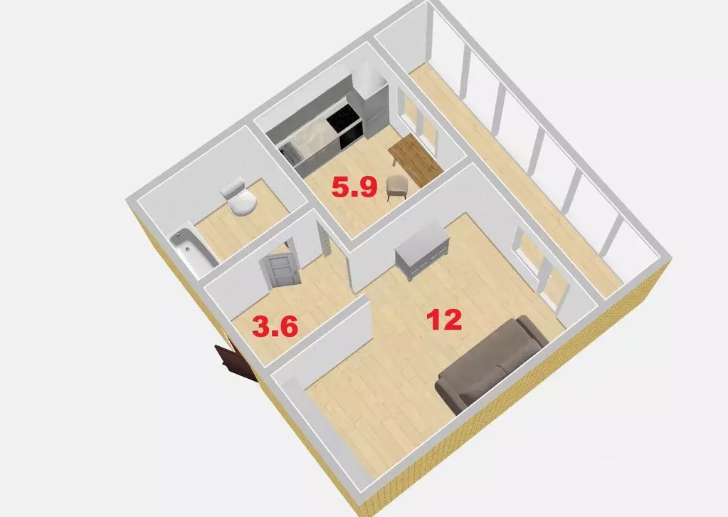 1-к кв. Свердловская область, Екатеринбург ул. Походная, 69 (24.9 м) - Фото 2