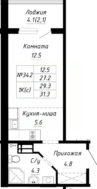 1-к кв. Алтайский край, Барнаул ул. Им. Анатолия Мельникова, 1 (29.3 ... - Фото 0