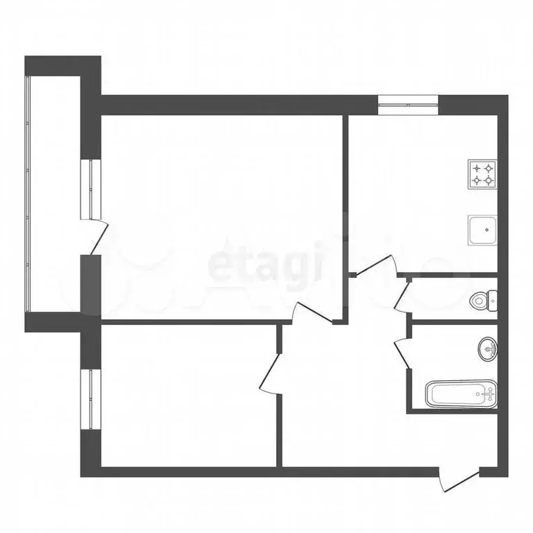 2-к. квартира, 42,9 м, 2/9 эт. - Фото 0