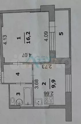 1-к. квартира, 37 м, 2/5 эт. - Фото 0